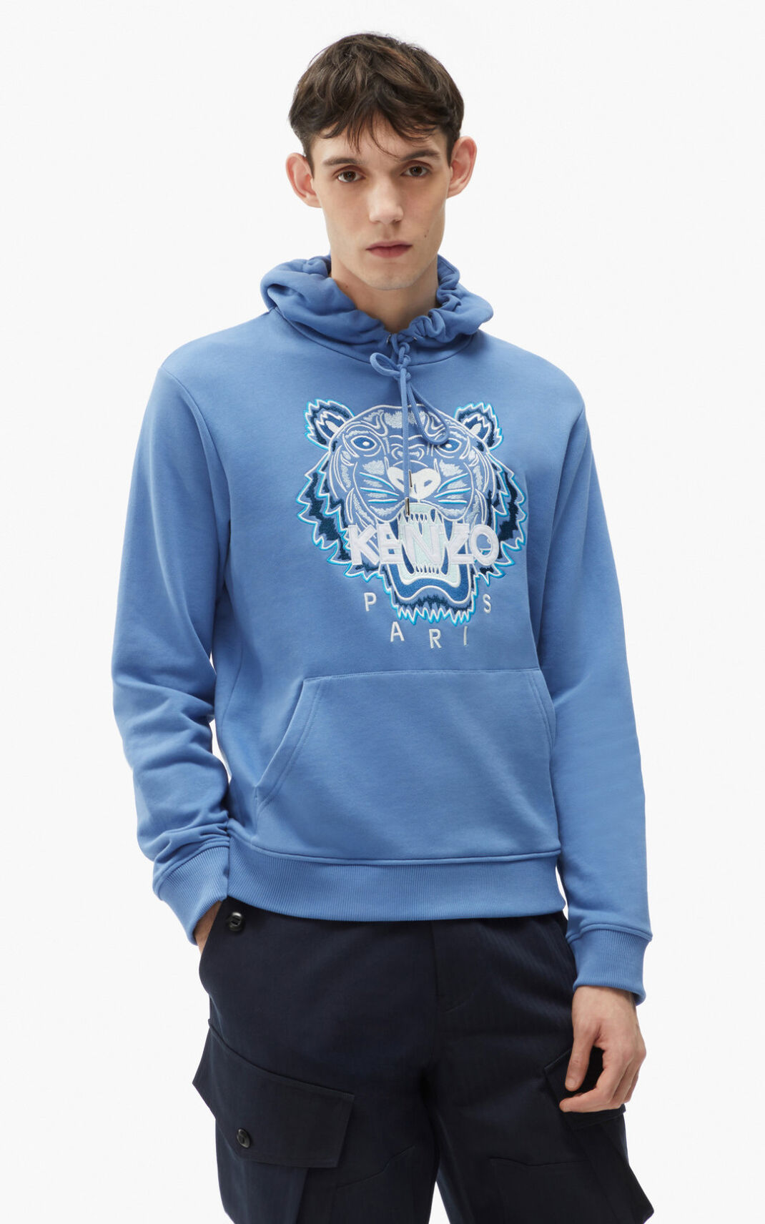 Sudaderas Con Capucha Kenzo Tiger Hombre Azules SPQ612573